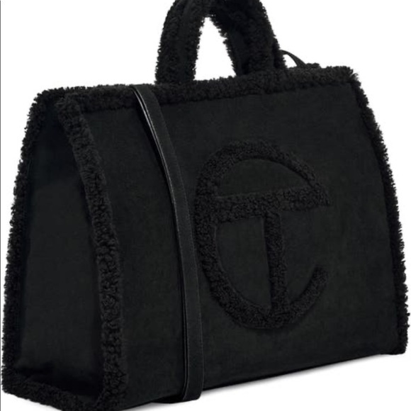 🆕UGG X TELFAR MEDIUM SHOPPER SHEARLING & SUEDE BLACK TOTE BAG - Picture 16 of 16